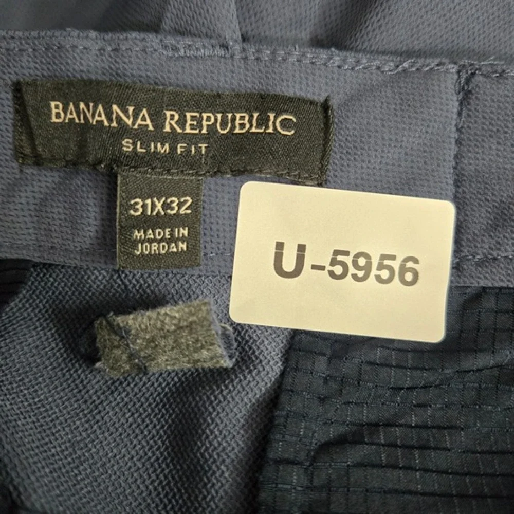 Banana Republic Men Pants 31x32 Blue Chino Slim‎ Fit Straight Pockets Polyester